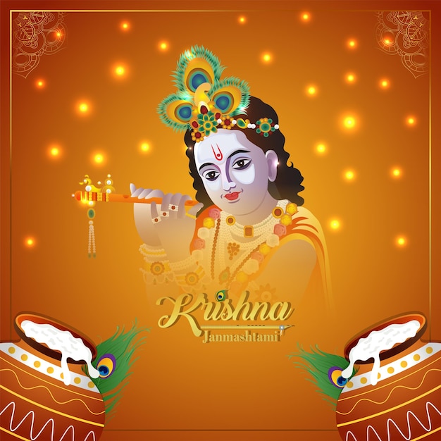 Buon biglietto di celebrazione di krishna janmashtami
