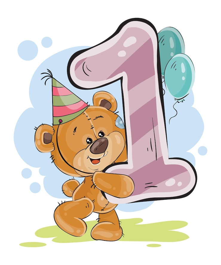 Vettore buon compleanno 1° anniversario numero 1°