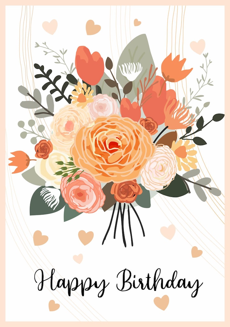 Vettore buon compleanno, biglietto di auguri, bouquet elegante con rose, bouquet d'autunno.