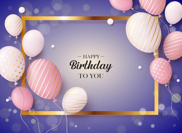 Buon compleanno congratulazioni coriandoli palloncino banner design