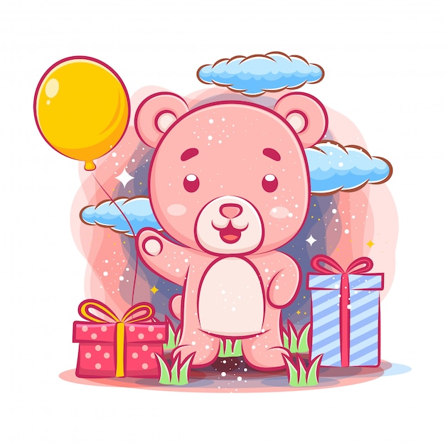 Buon compleanno di celebrazione dell'orso sveglio del bambino
