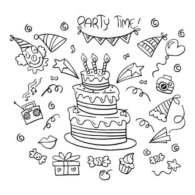 buon compleanno Doodle disegnato a mano
