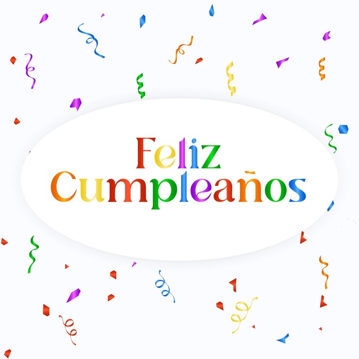 Vettore buon compleanno feliz cumpleanos, scritto in lingua spagnola