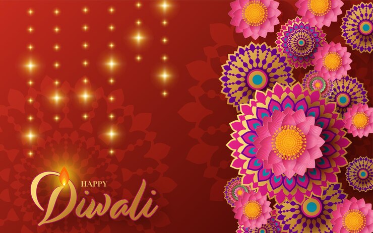 Vettore buon diwali deepavali la festa indiana