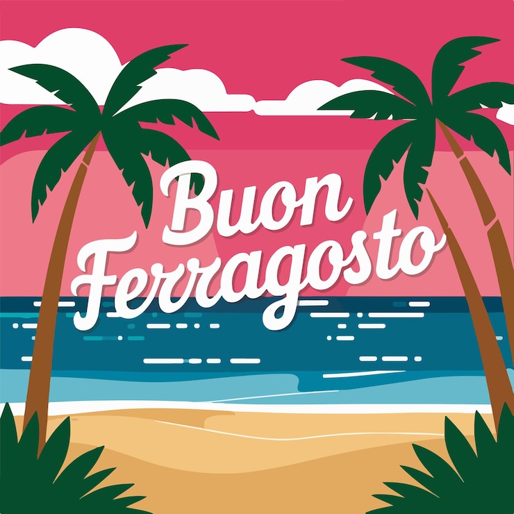 Vettore buon ferragosto festival italiano illustrazione vettoriale piatta