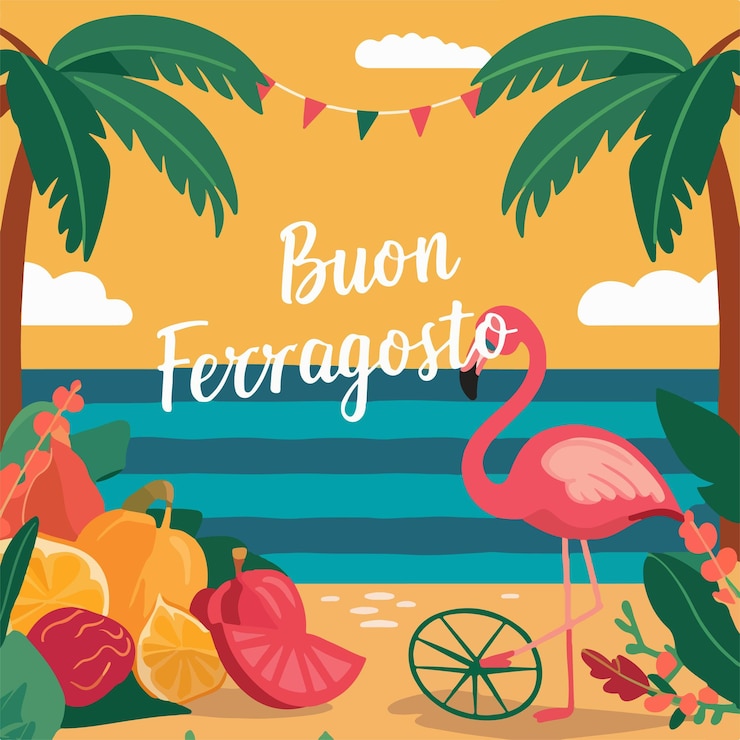 Vettore buon ferragosto festival italiano illustrazione vettoriale piatta
