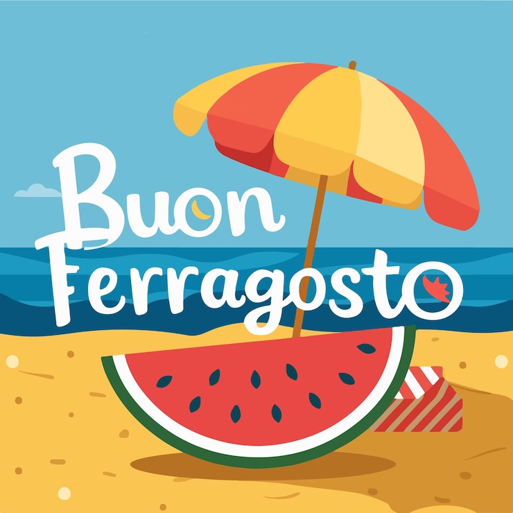 Vettore buon ferragosto festival italiano illustrazione vettoriale piatta