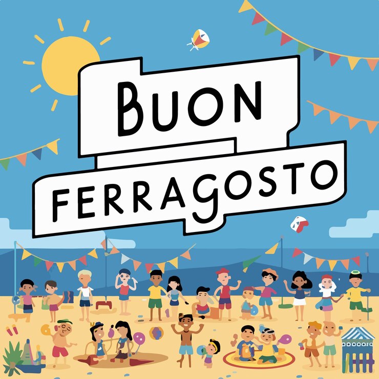 Vettore buon ferragosto festival italiano illustrazione vettoriale piatta