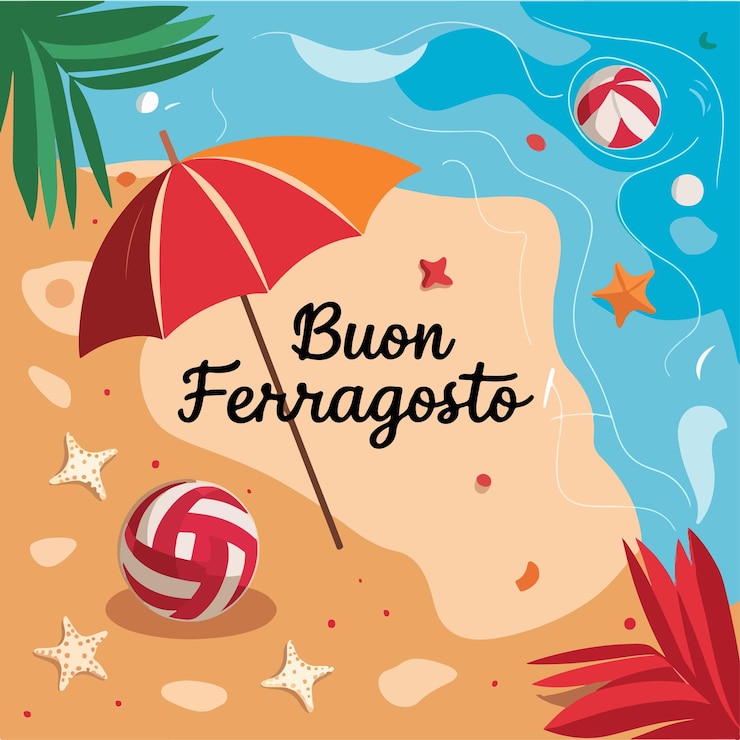 Vettore buon ferragosto festival italiano illustrazione vettoriale piatta