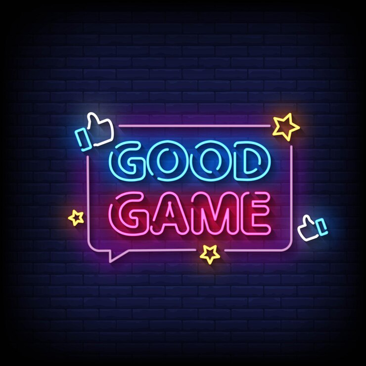 Vettore buon gioco insegne al neon stile testo vettoriale