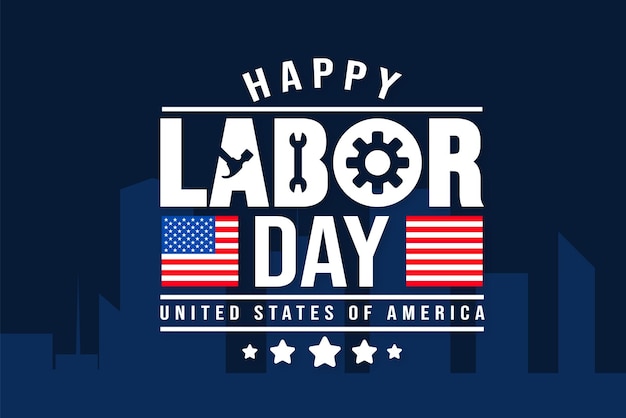 Buon giorno del lavoro degli Stati Uniti sfondo di celebrazione o modello di progettazione di banner con bandiera americana giorno del lavoro