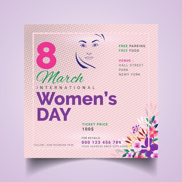 Buon giorno delle donne 8 marzo Giorno delle donne Social Media Square Post Day Instagram Post Template