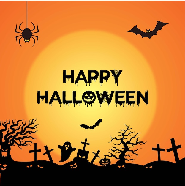 Buon Halloween sullo sfondo arancione