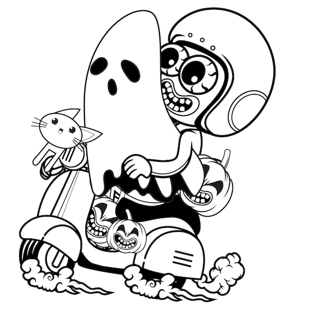 Buon libro da colorare di Halloween con divertente rider4