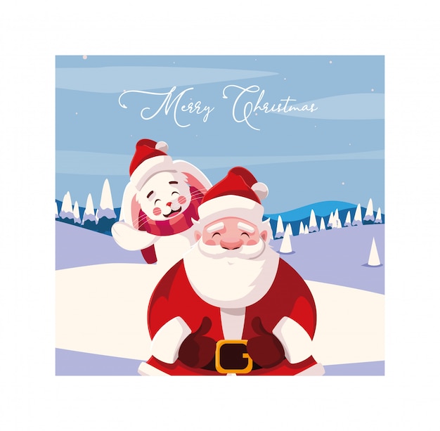 Buon Natale Babbo Natale e coniglio