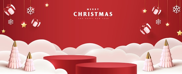 Buon Natale banner prodotto display forma cilindrica e decorazioni festive per il Natale