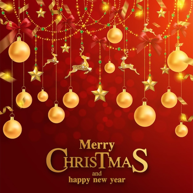 Buon Natale e felice anno nuovo 2022 con fantasia oro e cristalli su carta color.