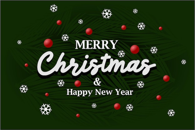Buon Natale e felice anno nuovo banner sul tema verde con effetto fiocco di neve