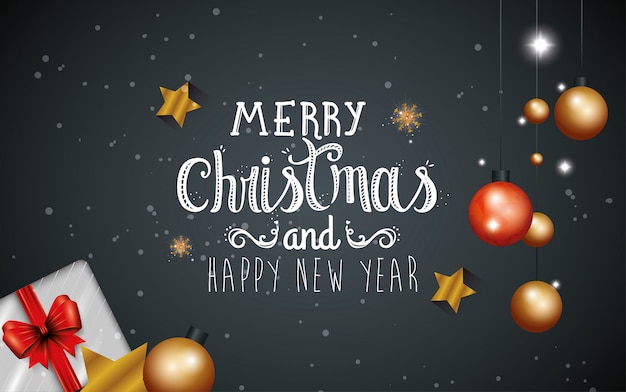 Buon Natale e felice anno nuovo card con decorazione
