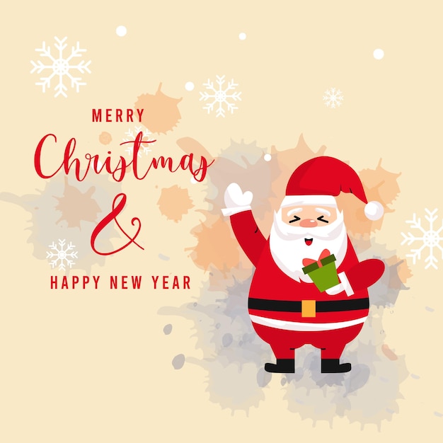 Buon Natale e felice anno nuovo con l'illustrazione di vettore di Babbo Natale