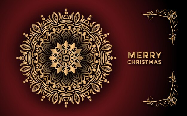 Buon natale e sfondo con design arabesco mandala ornamentale Vettore Premium