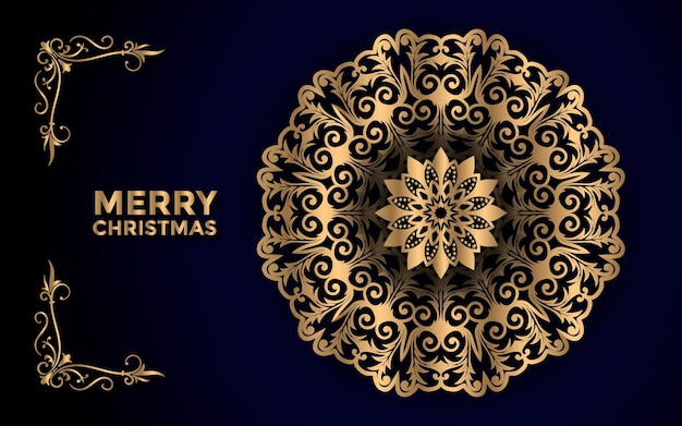 Buon Natale e sfondo con design arabesco mandala ornamentale Vettore Premium