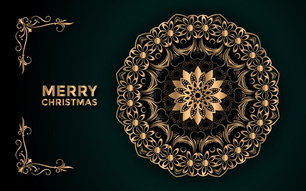 Buon Natale e sfondo con design arabesco mandala ornamentale Vettore Premium