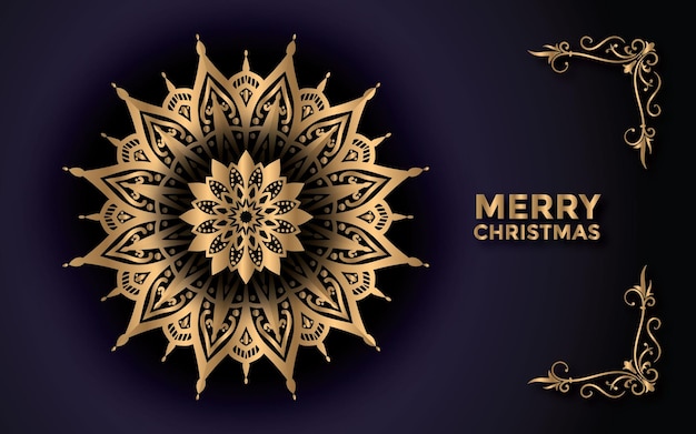 Buon natale e sfondo con disegno astratto mandala ornamentale Vettore Premium