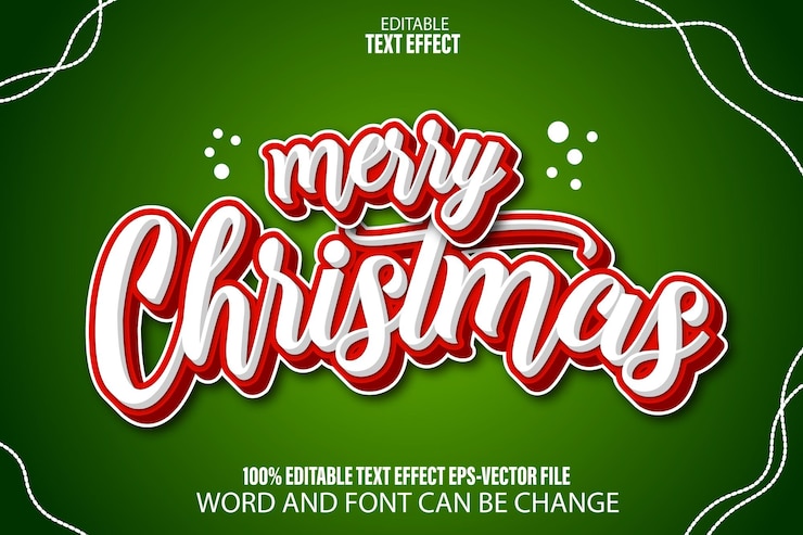 Vettore buon natale effetto testo modificabile in stile cartone animato