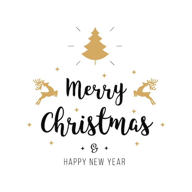 Buon Natale, ornamenti di testo, sfondo nero dorato.