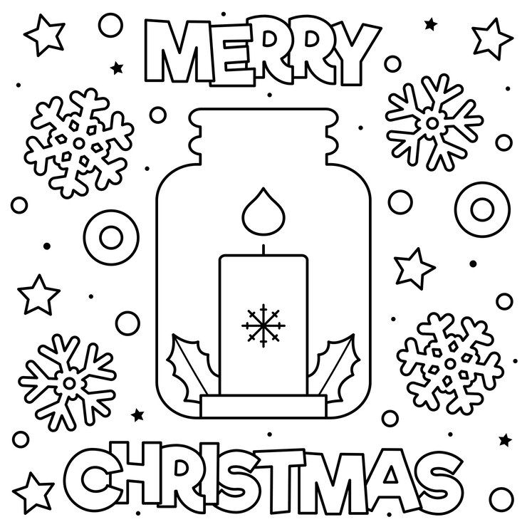 Vettore buon natale. pagina da colorare illustrazione vettoriale in bianco e nero