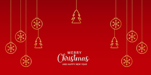 Buon Natale sullo sfondo con albero d'oro e palle