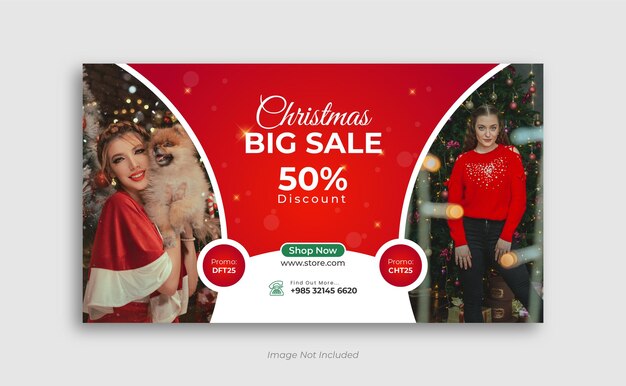 Buon Natale vendita social media post design o instagram post template Vettore Premium