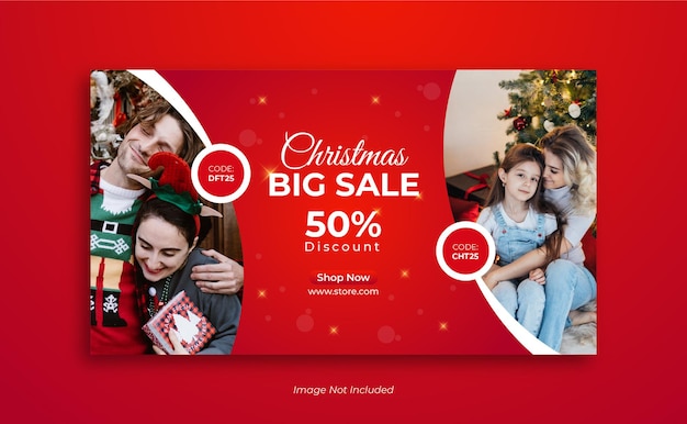 Buon Natale vendita social media post design o instagram post template Vettore Premium