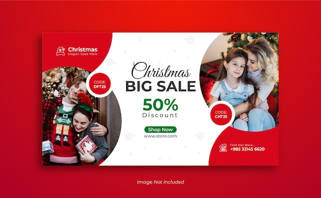 Buon Natale vendita social media post design o instagram post template Vettore Premium