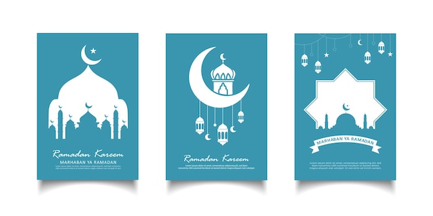 Buon Ramadan set di modello di biglietto di auguri design setramadan design con luna laternadeguato per
