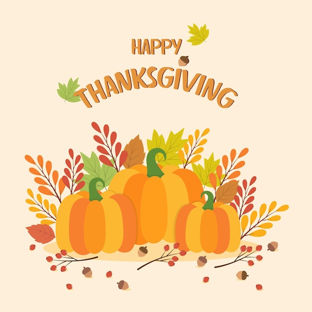 Buon Ringraziamento con l'illustrazione vettoriale della zucca