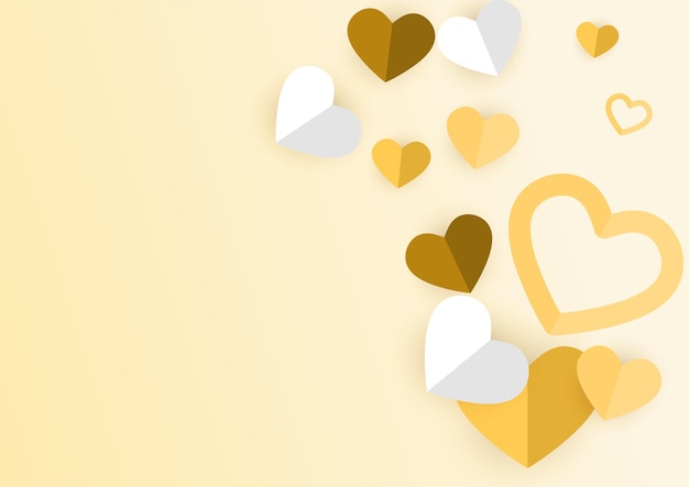 Buon San Valentino banner. Design di sfondo per le vacanze con grande cuore in bianco e oro Origami Hearts su sfondo in tessuto nero. Poster orizzontale, volantino, biglietto di auguri, intestazione per il sito web