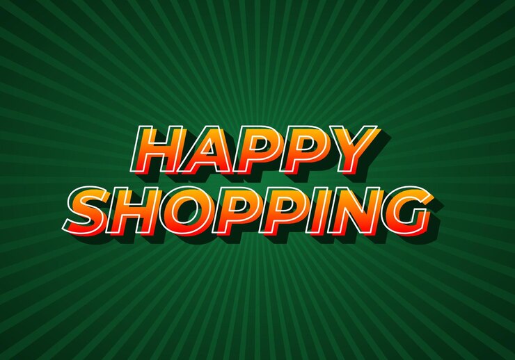 Vettore buon shopping effetto testo in look 3d con colori accattivanti
