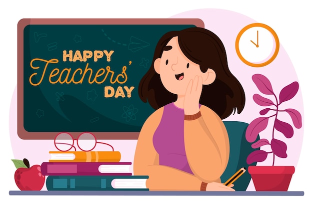 Buona giornata degli insegnanti con educatore e lavagna