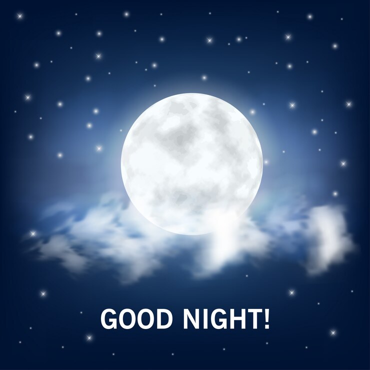Buona notte. Luna e nuvole realistiche