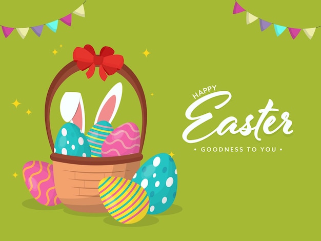 Buona Pasqua a te Design di biglietti di auguri con uova colorate e coniglietto nel cesto