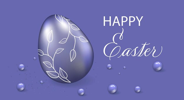 Buona Pasqua, biglietto di auguri. Sfondo di Pasqua in viola, uova di Pasqua fantasia in colore viola alla moda Very Peri. Illustrazione vettoriale