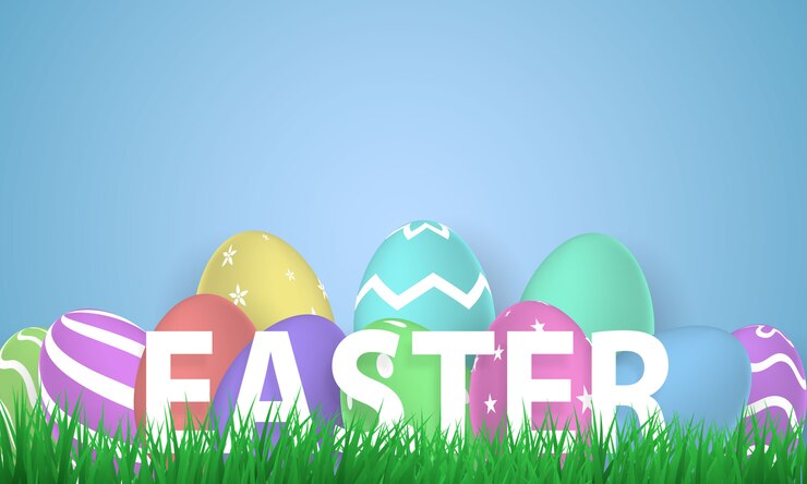 Vettore buona pasqua. brillare uova decorate