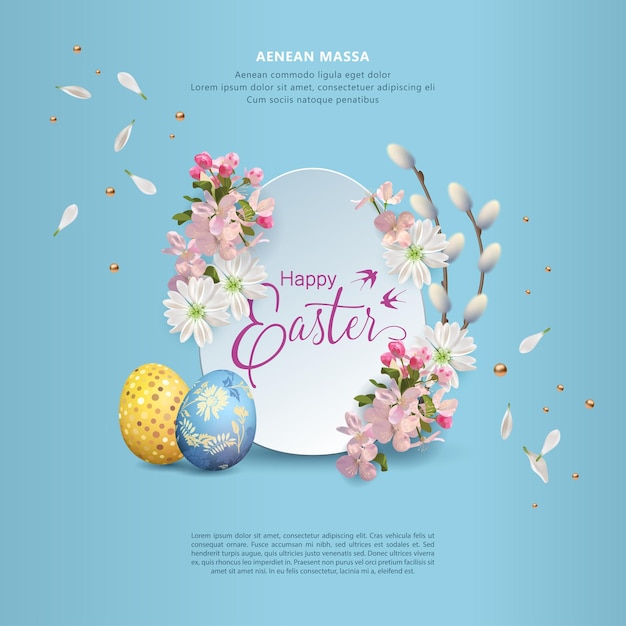 Buona Pasqua Card. Fiori e uova primaverili