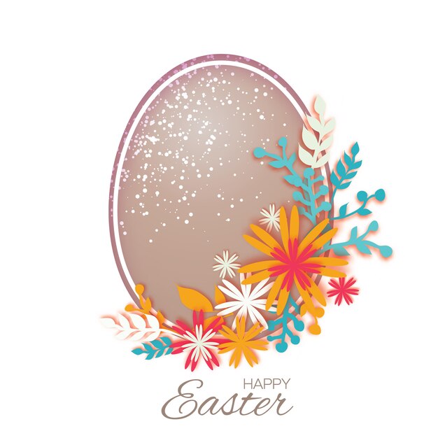 Buona Pasqua. Carta colorata tagliata uovo di Pasqua, fiore.