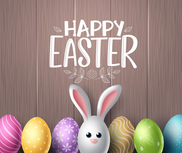 Buona Pasqua disegno di sfondo vettoriale Buona Pasqua testo in legno strutturato spazio per il testo