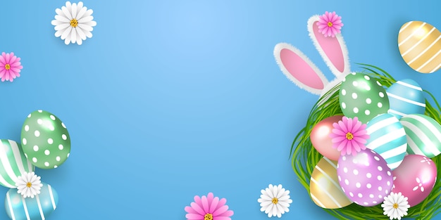 Buona Pasqua. uova decorate con brillare di coniglio