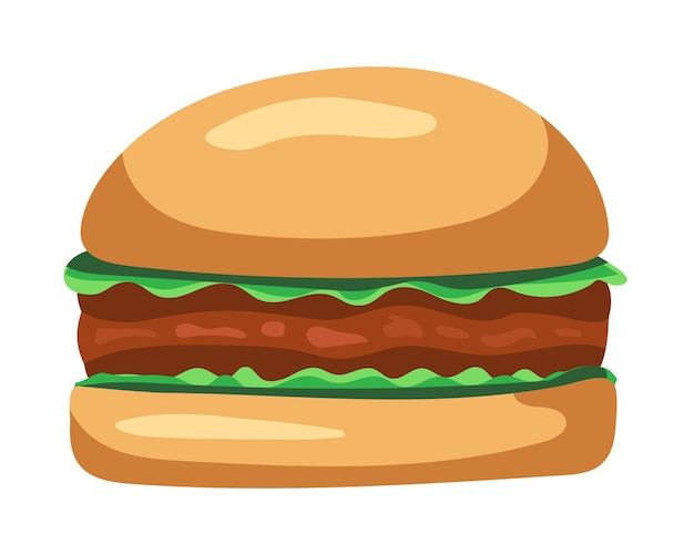 Burger cartone animato Hamburger vettoriale isolato su sfondo bianco Clipart vettoriale