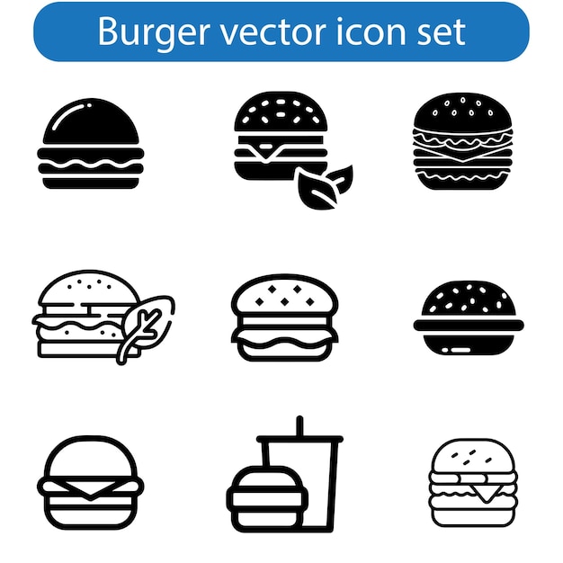 Burger icon illustrazione artistica vettoriale di fast food set per UI e UX sito web o mobile app design